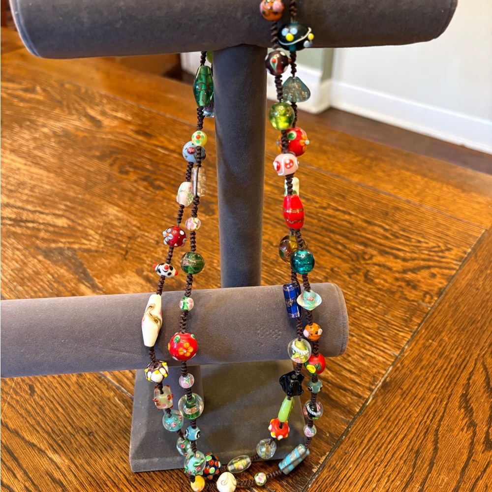 Colorful Blown Glass Beaded Single Strand Necklace